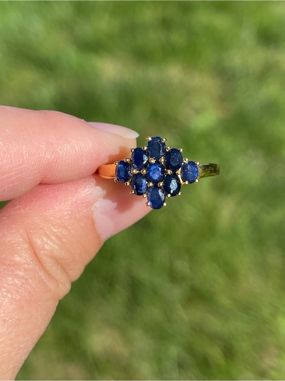 Blue Sapphire Cluster Ring